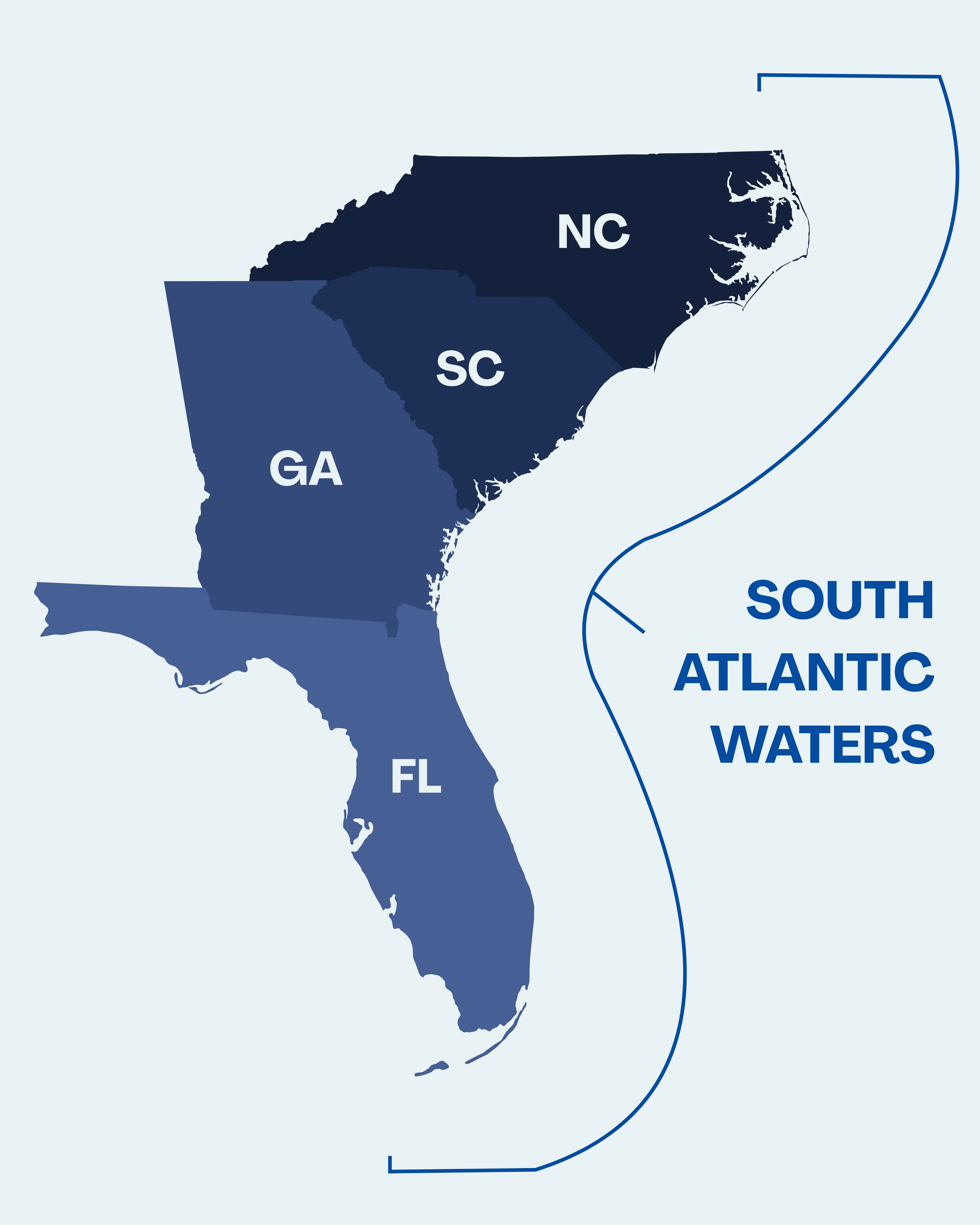 Map of event boundaries which includes the South Atlantic Waters for North Carolina, South Carolina, Georgia, and Florida.
